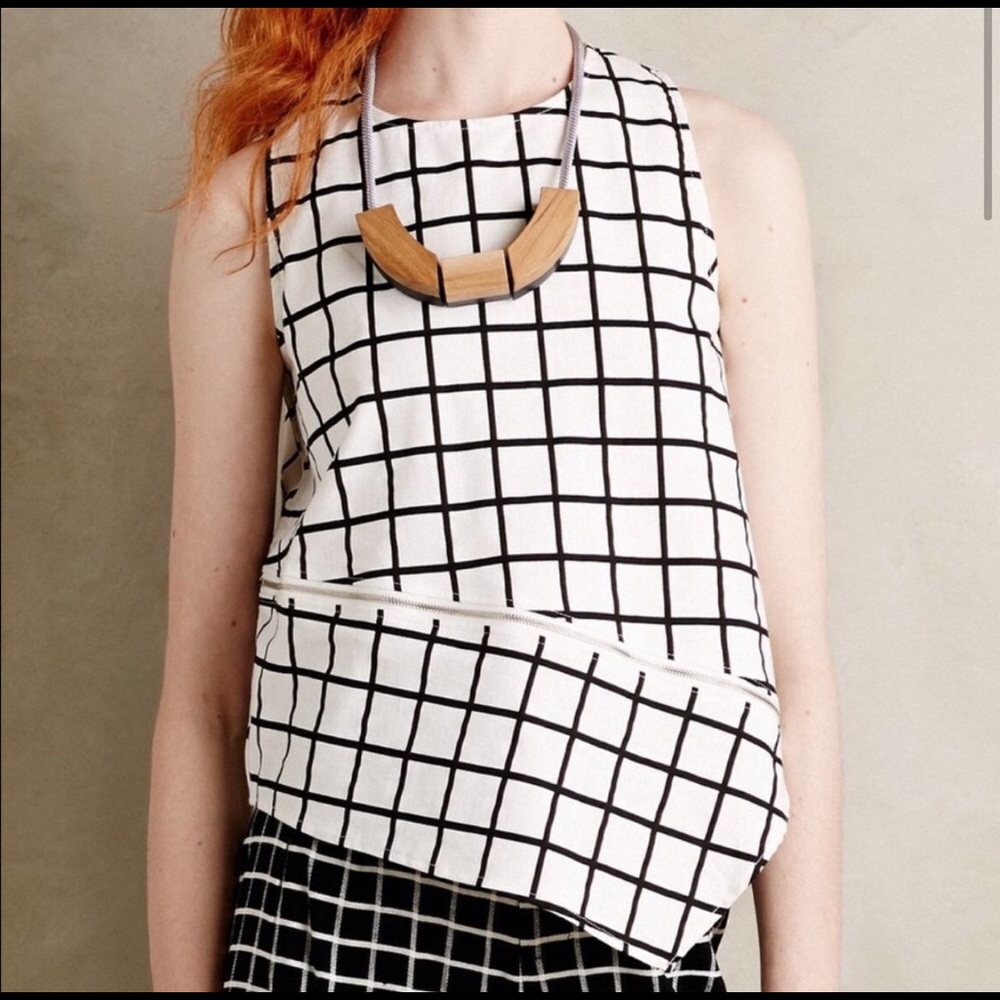 Anthropologie Maeve Grid Zippered Tank